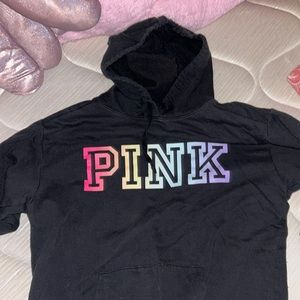 rainbow logo pink hoodie
